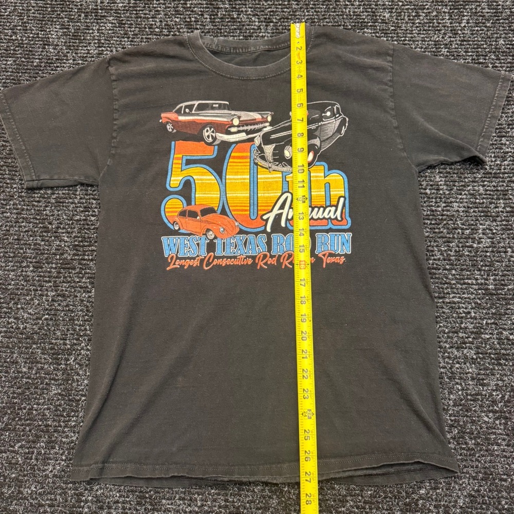West Texas Rod Run 50th Annual Graphic T-Shirt Black Vintage Car Hot Rod Mens M - Picture 6 of 9